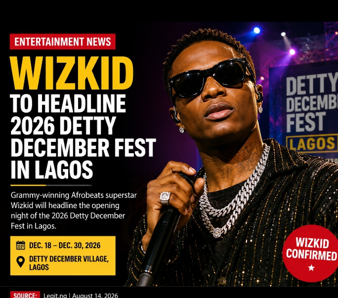 WIZKID TO HEADLINE 2026 DETTY DECEMBER FEST IN LAGOS